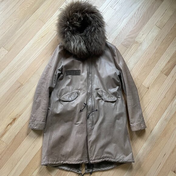Sissi Fish Tail Leather Parka with Hood - Picture 1 of 10
